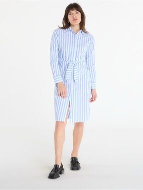 Calvin Klein Light Blue and White Striped Button-Up Dress  Size 2 NWOT!